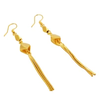 luxury wedding jewelry geometry stainless steel tassle chain earring 24k gold color drop dangle earrings for women jewelry gifts