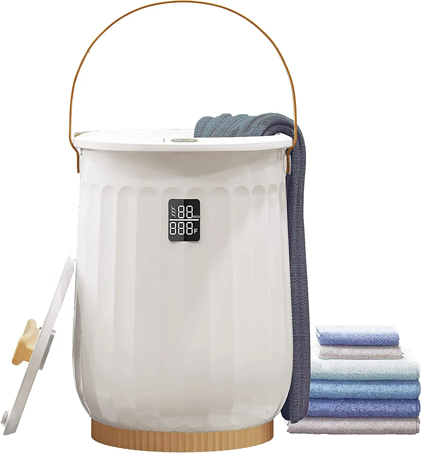 

Ведерко для подогрева полотенец, портативные большие роскошные нагреватели для полотенец 20 л со встроенным дисплеем, время нагрева для ванной комнаты, вмещает до 2 40x70 дюймов