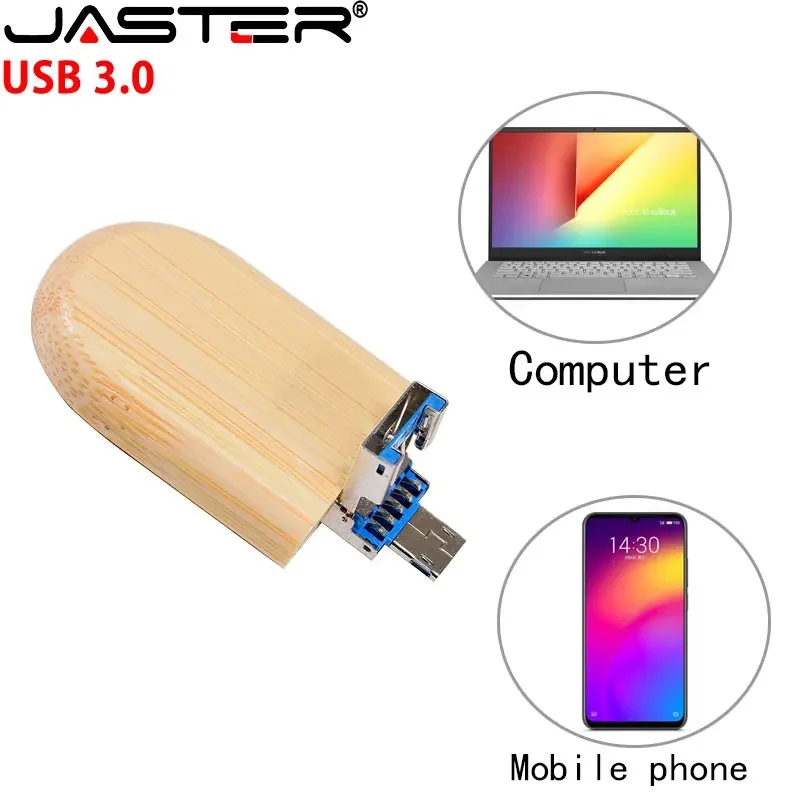 Флэш-накопители JASTER Micro USB 3.0 128 ГБ бесплатный индивидуальный логотип 64 2 в 1