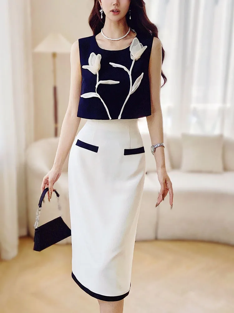 Женский комплект одежды DABUWAWA из 2 предметов жилет без рукавов с украшением в виде