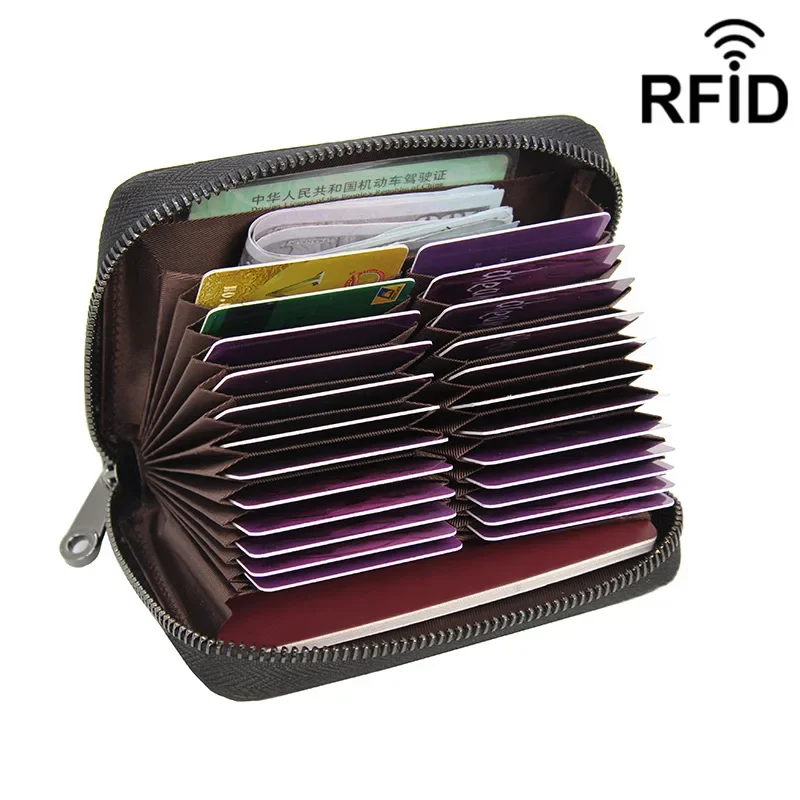 

Leather organ card holder female RFID anti-theft swipe men's card holder passport holder Japanese wallet business card holder