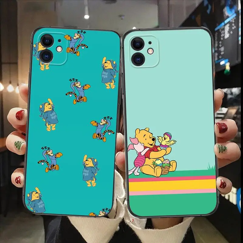 

winnie mobile phone case For IPhone 13 12 11 Pro Max Mini SE XR X XS Max 8Plus 7plus 6 6S TPU Shell Black phone Case