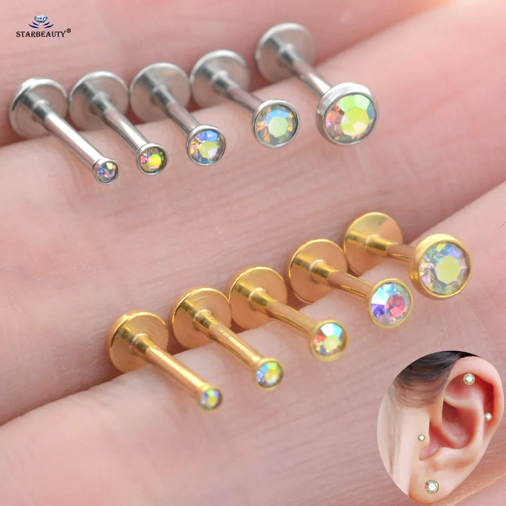 

Starose 5pcs Wrap Rainbow Crystal Nose Piercing Stud Conch Labret Lip Ring Helix Tragus Piercing BarLobe Earrings Ear Jewelry