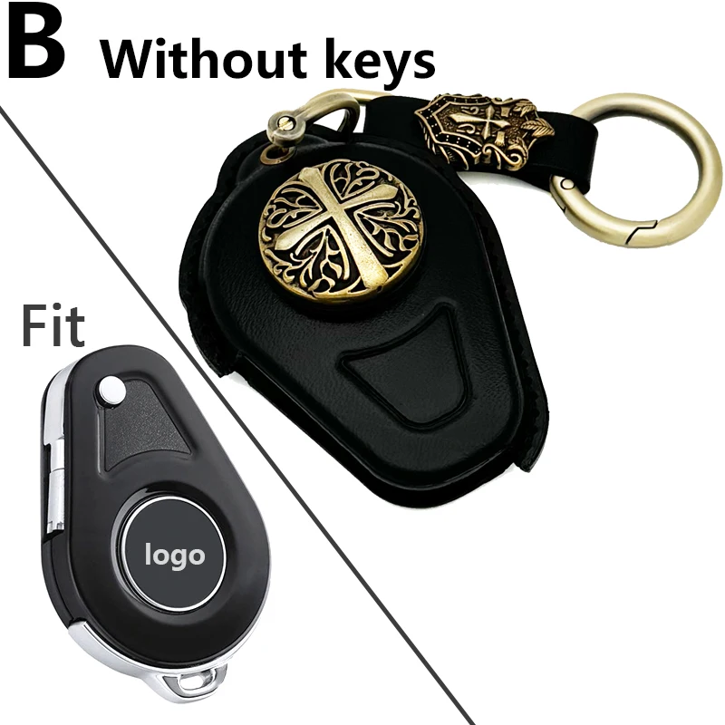 

Чехол для смарт-ключа из натуральной кожи, чехол для брелока CVO для мотоциклов Harley Davidson, брелок CVO с латунным значком