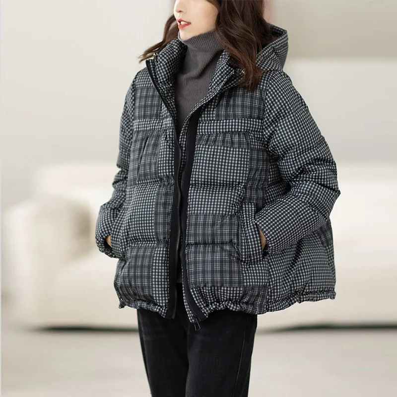 Women's Parkas Autumn Winter 2022 New Short Style Thick Hooded Jackets Loose Large Size Warm White Duck Down Trend Coat Female