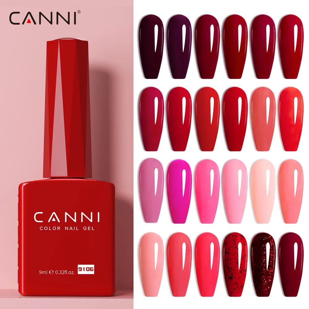 Фото CANNI Гель-лак для ногтей Blood Red Clear Jelly Red Великолепный цвет HEMA FREE Soak Off UV LED Полуперманентный длинный лак TopGel Varnish №4