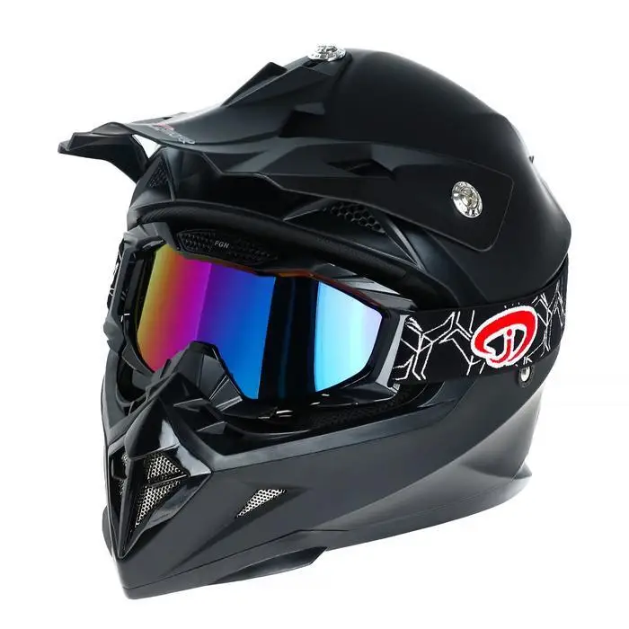 Очки-маска для езды на мототехнике стекло синий-хамелеон цвет черный-красный ОМ-4