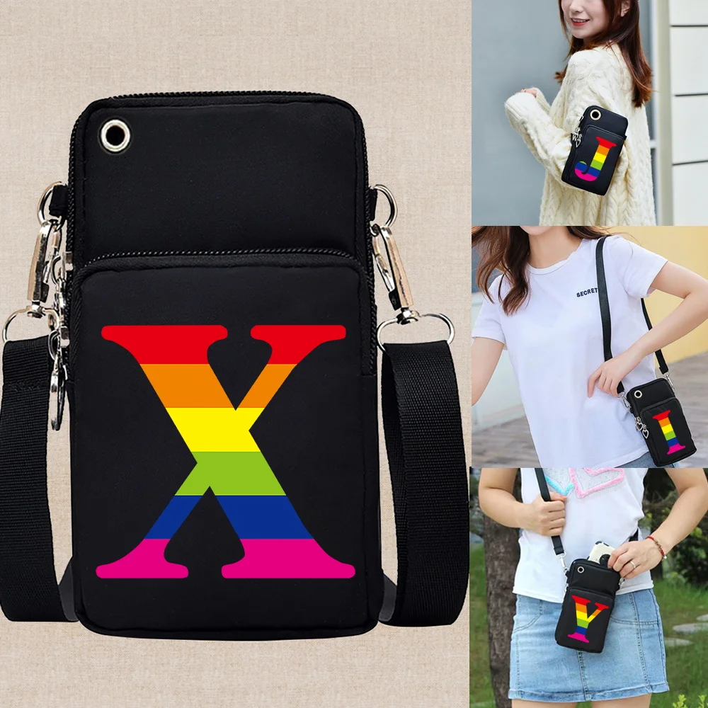 

Универсальные женские сумки, кошелек, сумка через плечо, спортивный чехол на руку для IPhone/Huawei P30 P50 P40 Mate 20, Радужный рисунок с надписью