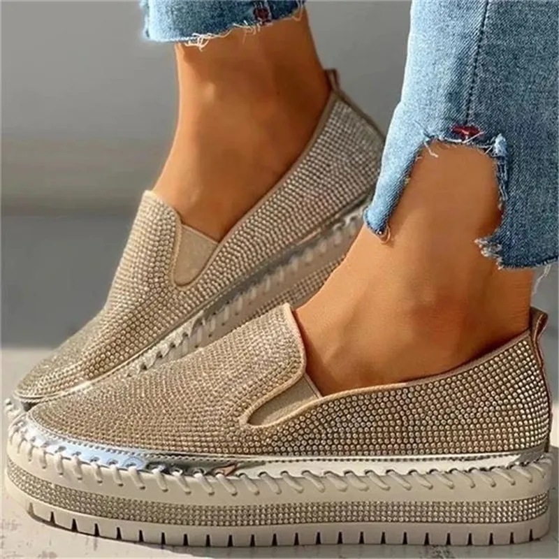 

Women Designer Shoes Platform Sneakers Glitter Casual Loafers Comfortable Women Vulcanized Shoes Plus Size 43 Zapatillas Mujer
