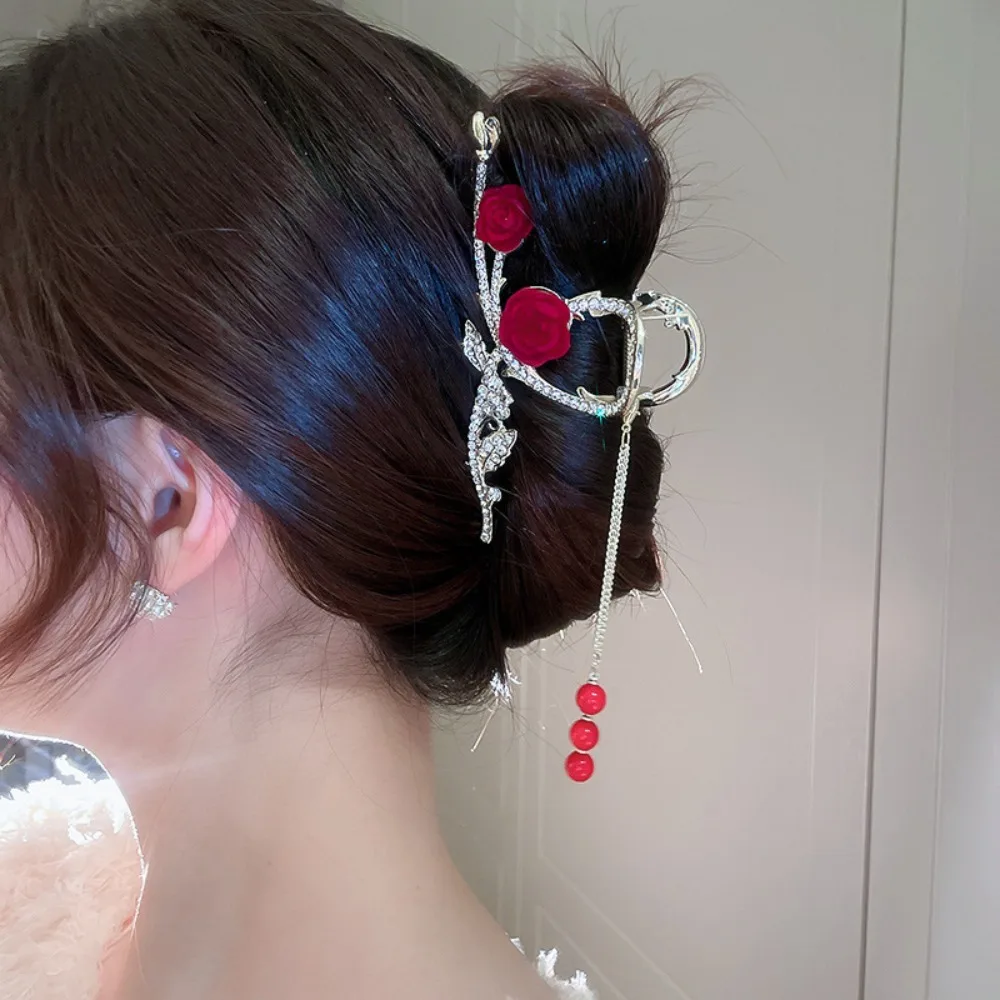 

Hair Accessories Flower Butterfly Red Tassels Hairpin Rhinestone Pearl Hair Clip Hair Claw