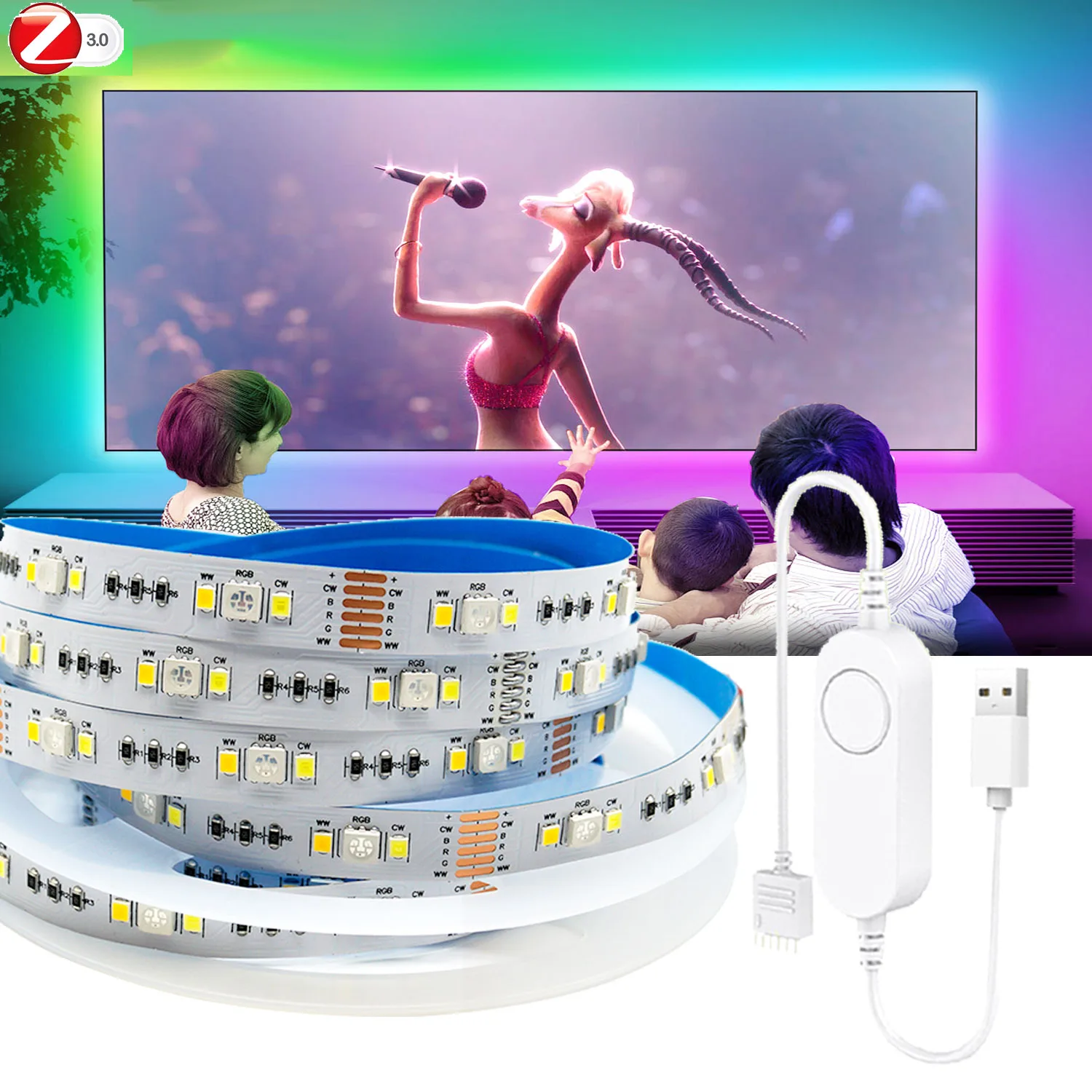 

Светодиодная лента Zigbee 3,0 RGB + CCT, 5 в пост. Тока, 1-3 м