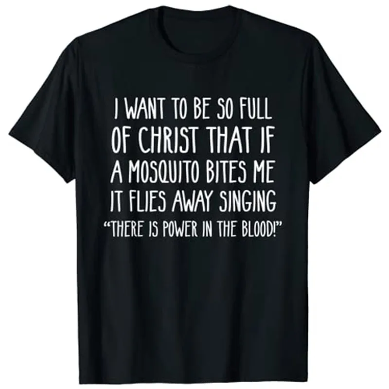 

Christian Mosquito Joke Funny Deluxe T-shirt Letters Printed Graphic Tee Tops