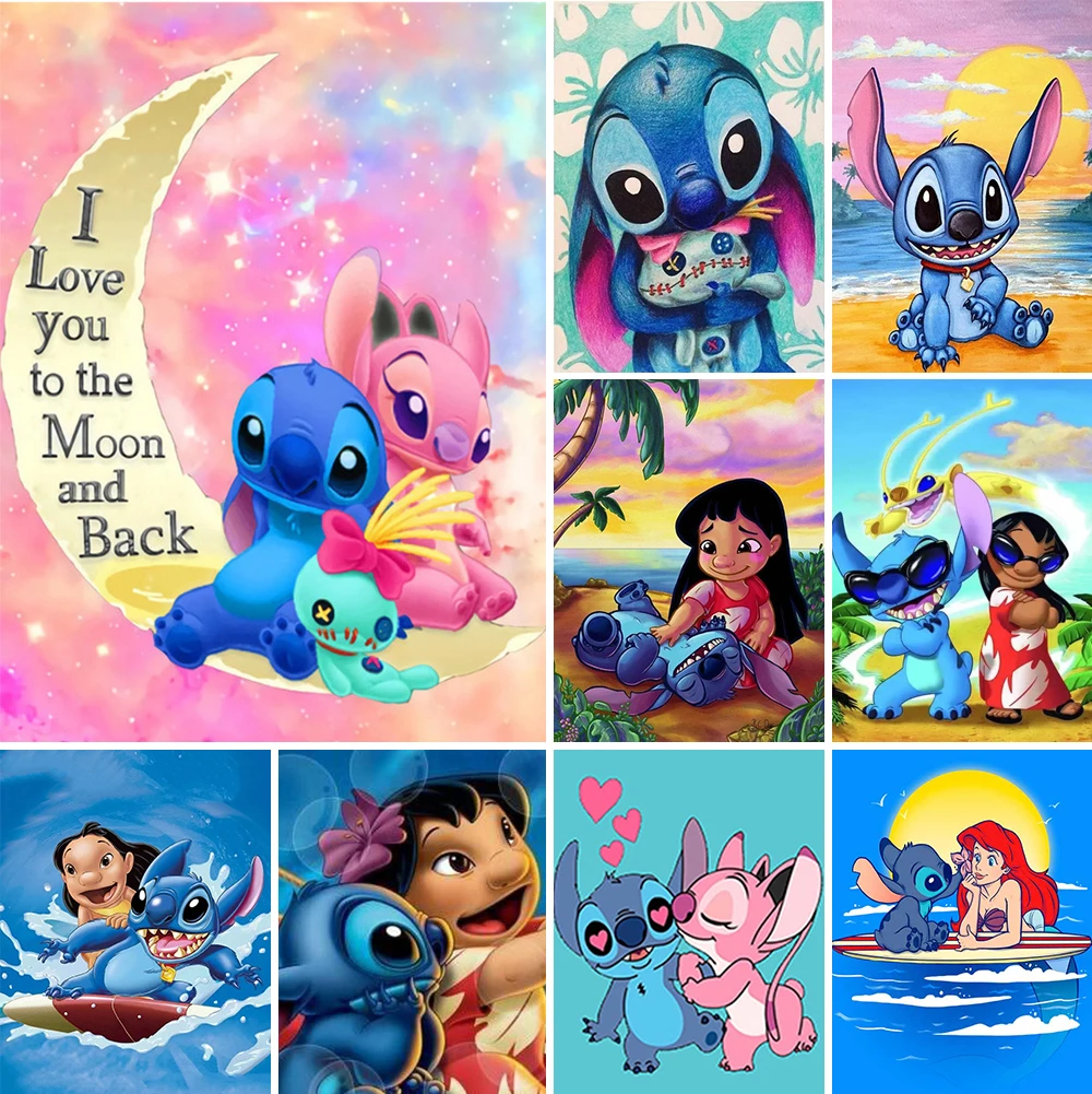 

Diamond Painting Disney Lilo & Stitch Full Drill Mosaic Picture DIY Cartoon Diamond Embroidery Home Decor Gift