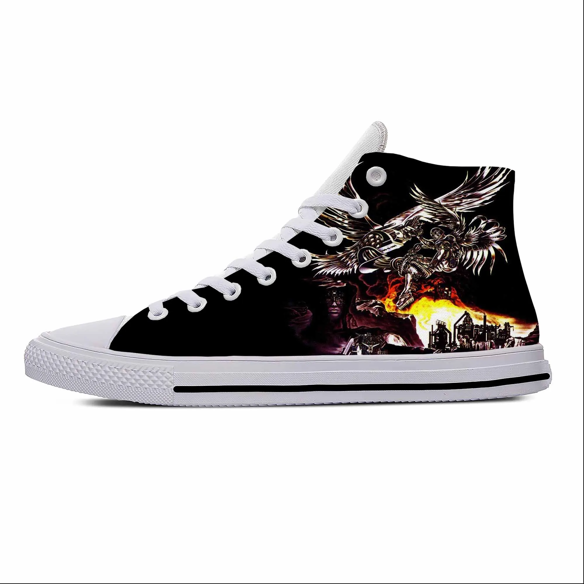 

Priest Heavy Metal Rock Band Music Judas Fashion Casual Cloth Shoes High Top Lightweight Breathable 3D Print Men Women Sneakers