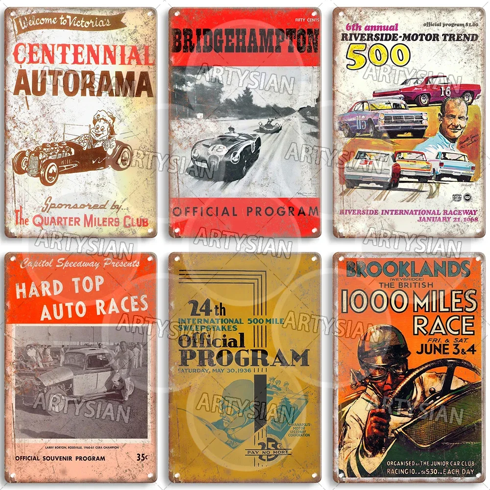 Винтажная металлическая вывеска для автогонок автомобильная выносливость