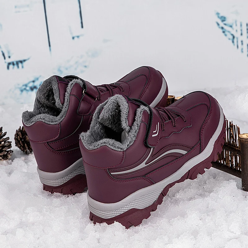 

Top quality mom winter sneakers Boots with fur loafer Shoes waterproof ankle oxford shoes womens Lace Up plush sneaker