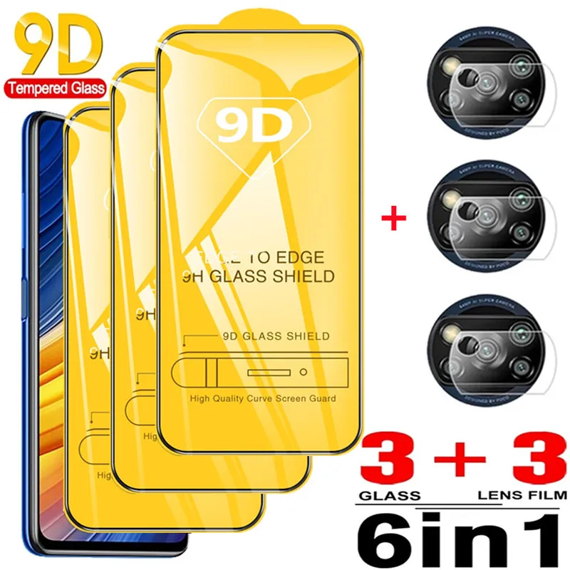 

9D Tempered Glass for Xiaomi Poco X3 Pro NFC F3 M3 M4 GT Screen Protectors for Redmi Note 10 9 8 11 Pro 10s 9s 8T 9T 9A 9C Glass