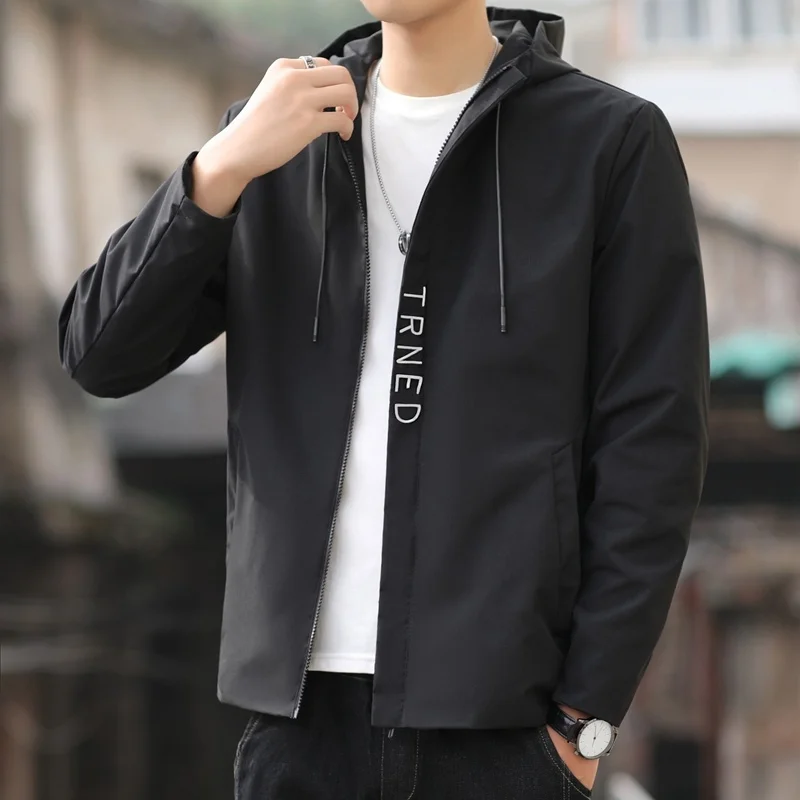

Hooded Solid Color Thin Male Casual Sweatshirt Coat Outdoors Zipper Windbreaker 2022 Fashion Men Jackets Chaqueta