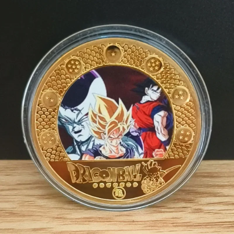 Золотая металлическая монета Dragon Ball Super Saiyan коллекция аниме памятная детская