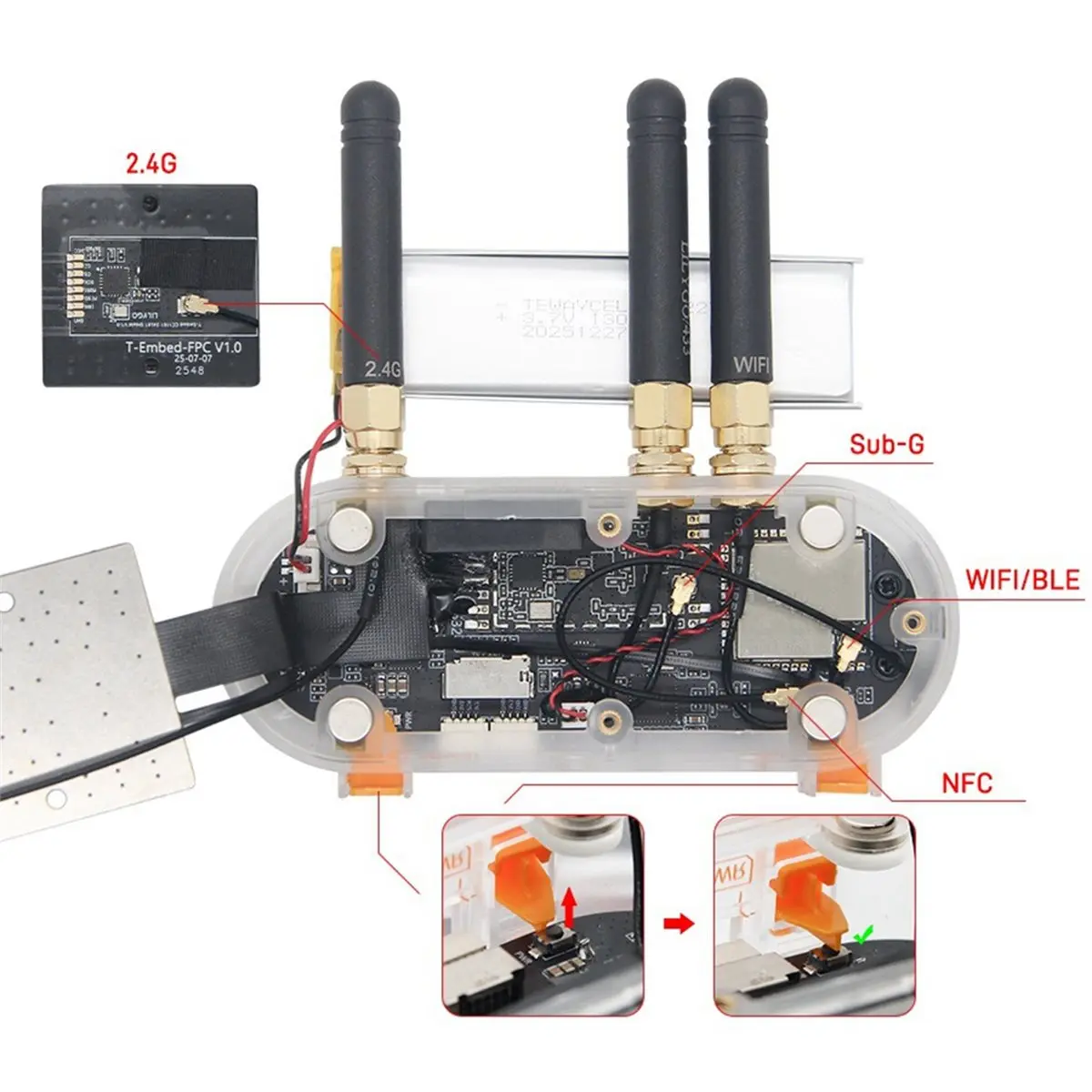 Фото Комплект для модернизации внешней антенны DT75BG для T-Embed CC1101 Plus с корпусом и антенной для версии с внутренней антенной №1