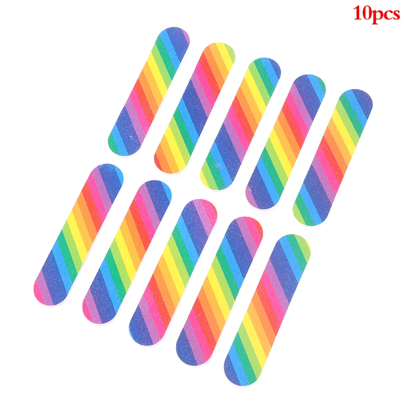 

10Pcs Rainbow Mini Nail File Block Sanding Buff Remove Acrylic Gel Polish Disposable Nail Files for Manicure Pedicure Tool