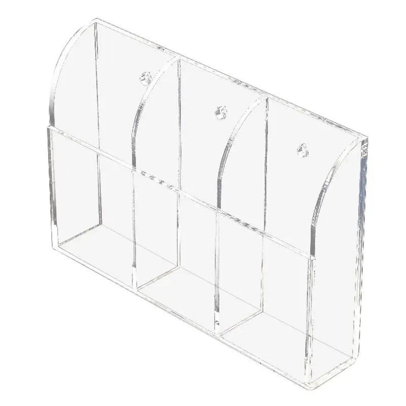 

Promotion! Clear Acrylic Remote Control Holder Wall Mount Media Organizer Storage Box (Three Compartments)