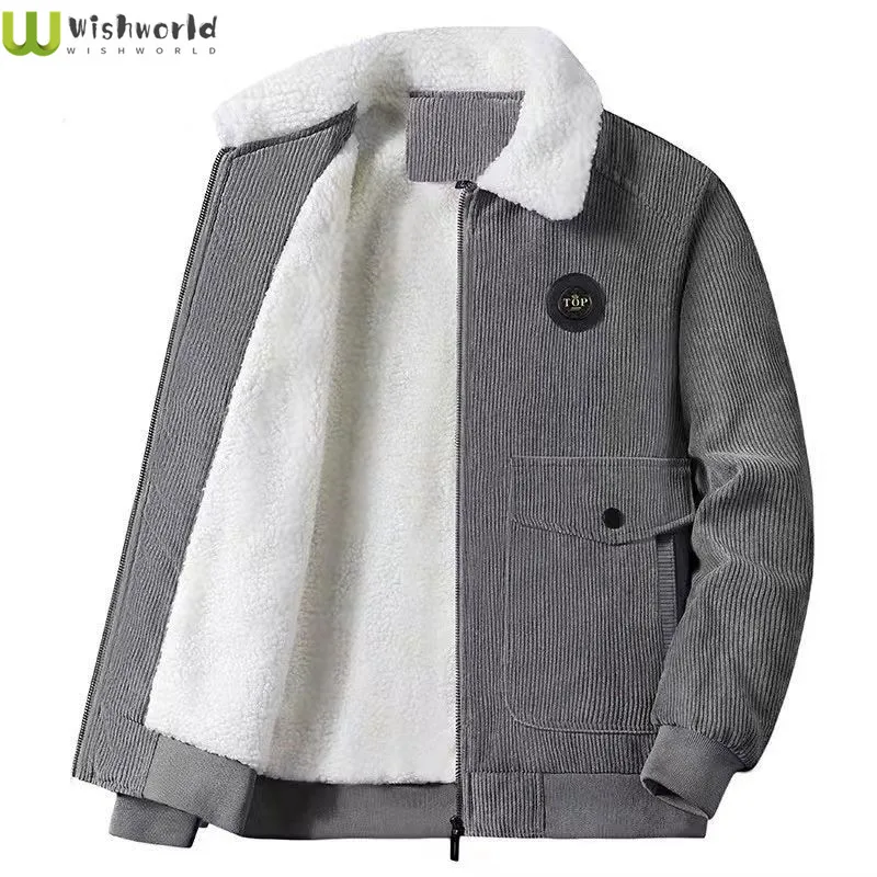 

Autumn and Winter Plush Thickened Men's Coat Loose Casual Work Clothes Corduroy Jacket for Young and Middle-aged Men 2022 New