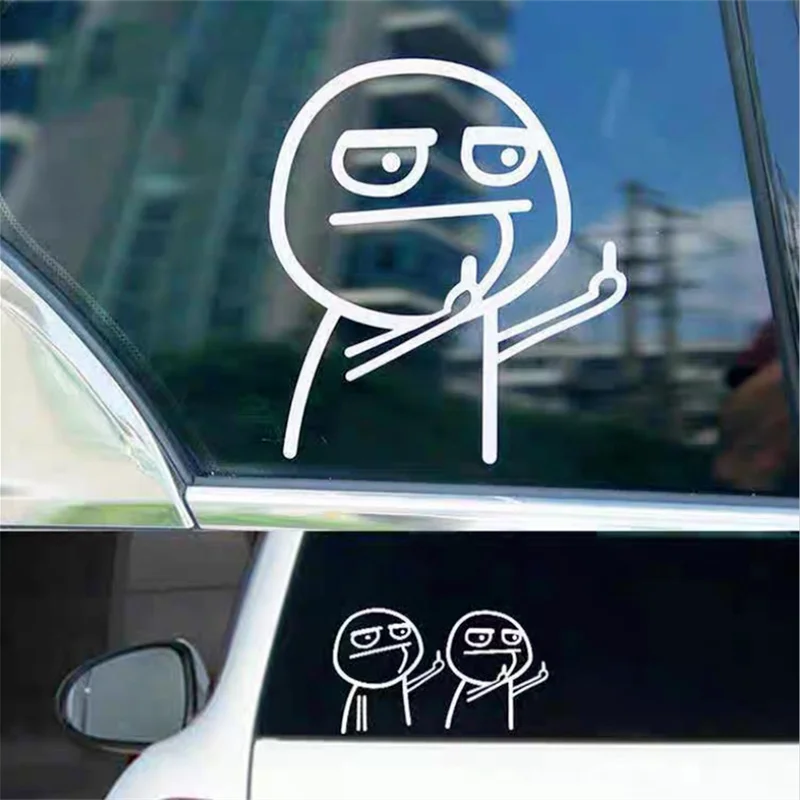 

1Pcs Bike Cartoon Funny Middle Finger Reflective Vinyl Car Sticker Bicycle Decal Styling Decor Exterior Accessories 15cm*15cm