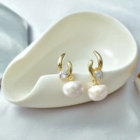 korean version of the new pearl zircon womens earrings long 925 silver needle fashion bread pearl earrings valentines day gift
