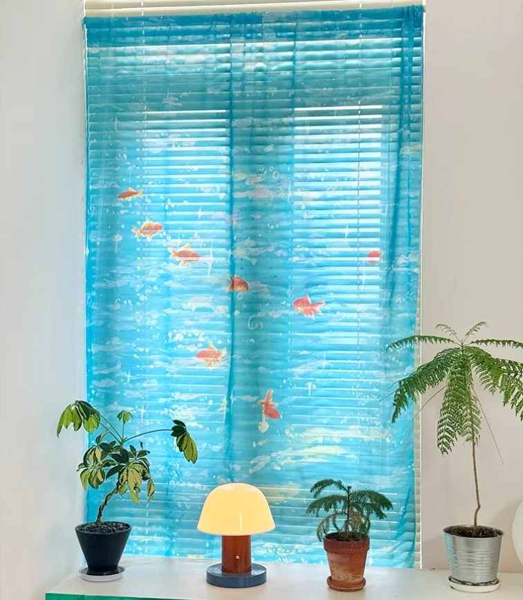 

Золотые рыбки шторы из полиэстера