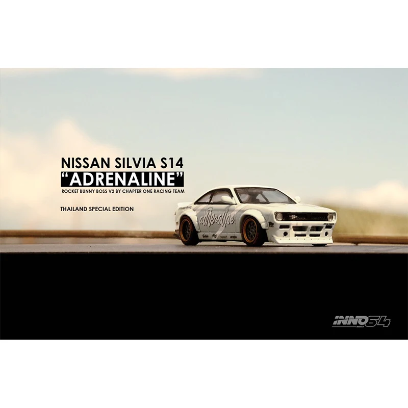 INNO 1:64 Silvia S14 Adreanaline Rocket Bunny широкоугольная модификация из сплава Модель автомобиля