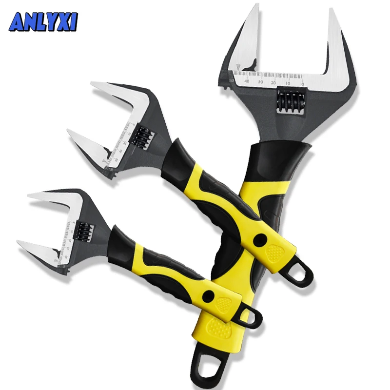 

Adjustable Wrench Universal Spanner Opening Snap Grip Nut Bathroom Water Pipe Screw Repair Tools Ratchet ferramentas mecânico
