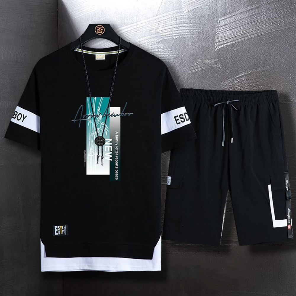 Костюм спортивный мужской с принтом повседневный комплект из 2 предметов шорты