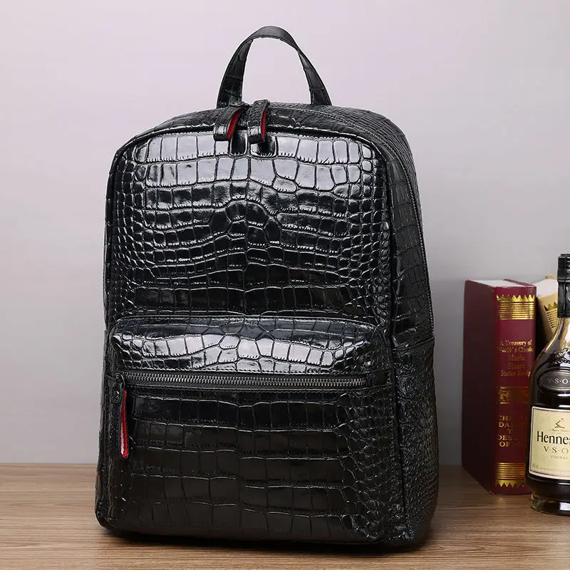 

New Brand 100% Genuine Leather Men Backpack Fashion Real Natural Leather Student Backpack Boy Luxury Alligator Laptop School Bag