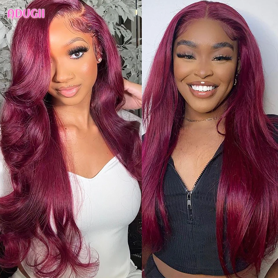 

99J, бордовый парик на сетке спереди, человеческие волосы 13x4, волнистые волосы на бордовой сетке спереди, парики на сетке спереди, бразильский безклеевой красный парик, Детские волосы