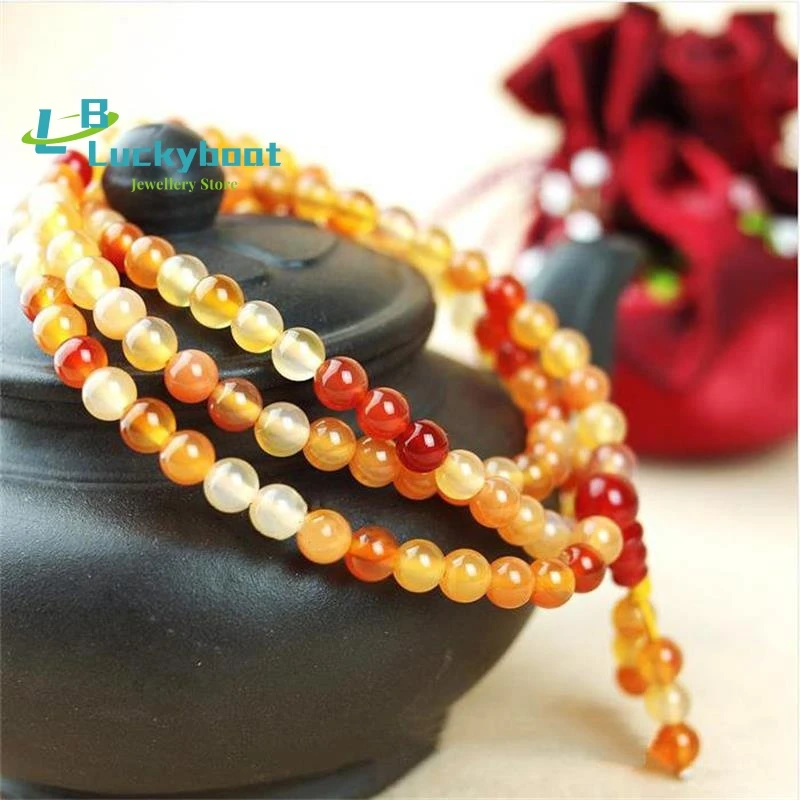 

Wholesale Natural Coloured agate jade 6-8mm 108 beads Necklace Fashion Women Yoga Beaded Pendant Gemstone Beads Gift for Jewelry
