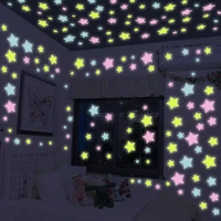 100pcslot 3cm 3d luminous stars glow in the dark wall stickers for kids rooms art mural home decor star fluorescent wall decals