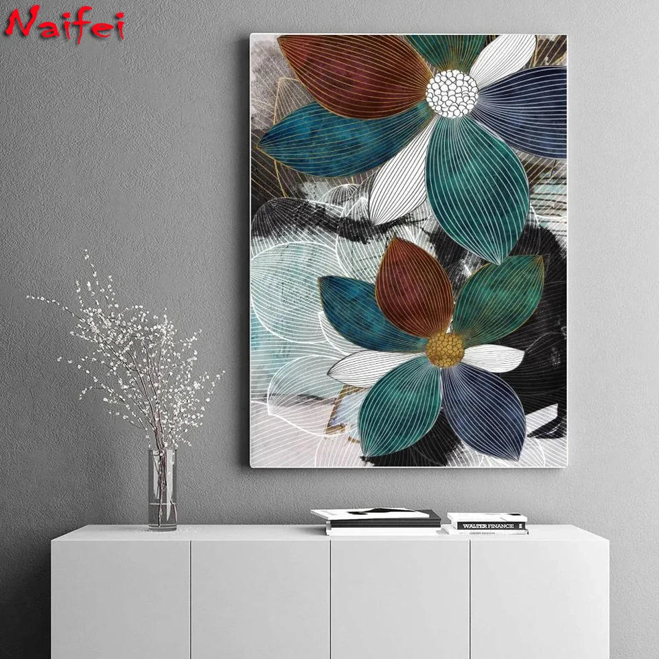 

Алмазная живопись, цветы, листья, квадратные искусства, Набор для вышивки крестиком, картина стразы, мозаика, хобби, домашний декор