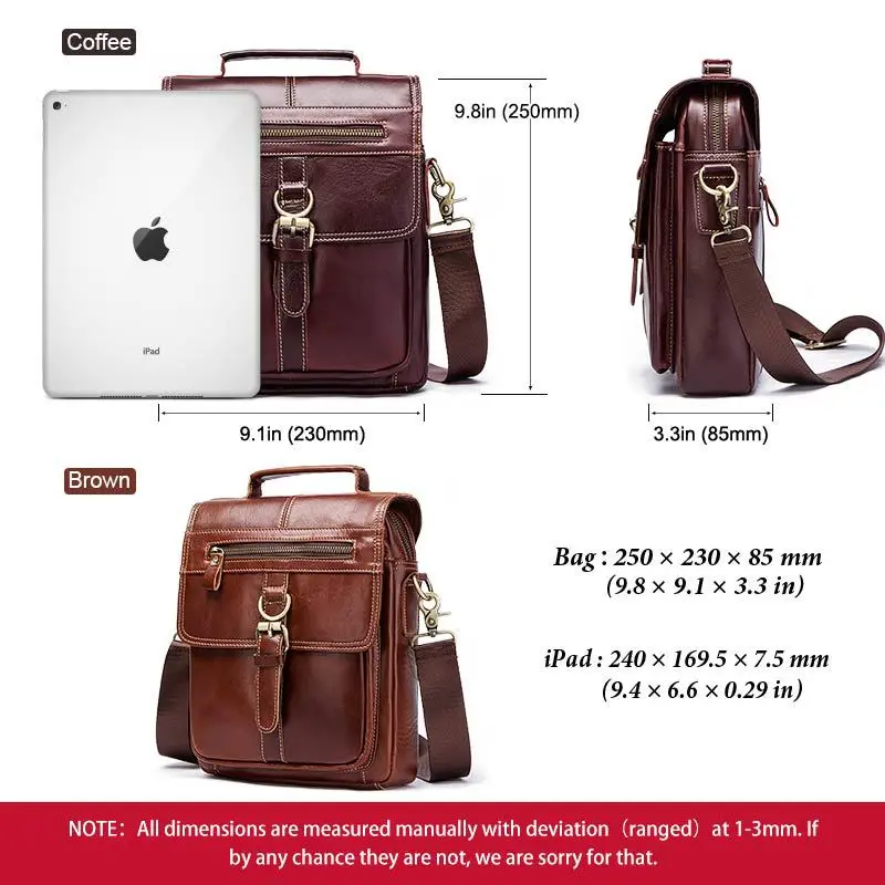 Fashion Shoulder Bag Vintage Casual Men's First Layer Cowhide Flap Crossbody Bag Men's Real-Leather Bag