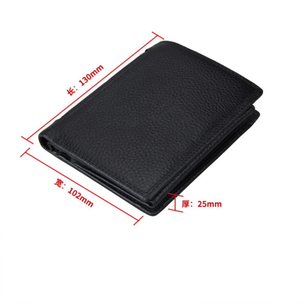 Anti-theft Brush Anti-RFID Genuine Leather Men's Wallet Multifunctional Men's Vertical Wallet Card Bag