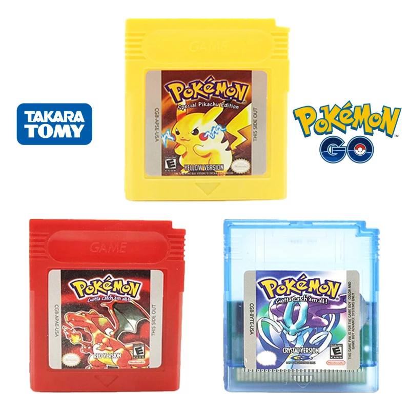 New Pokemon Electronic Game Card 7 Models Classic English Version Series Blue Crystal Red Suitable for GBC/GBA/SP Birthday Gift