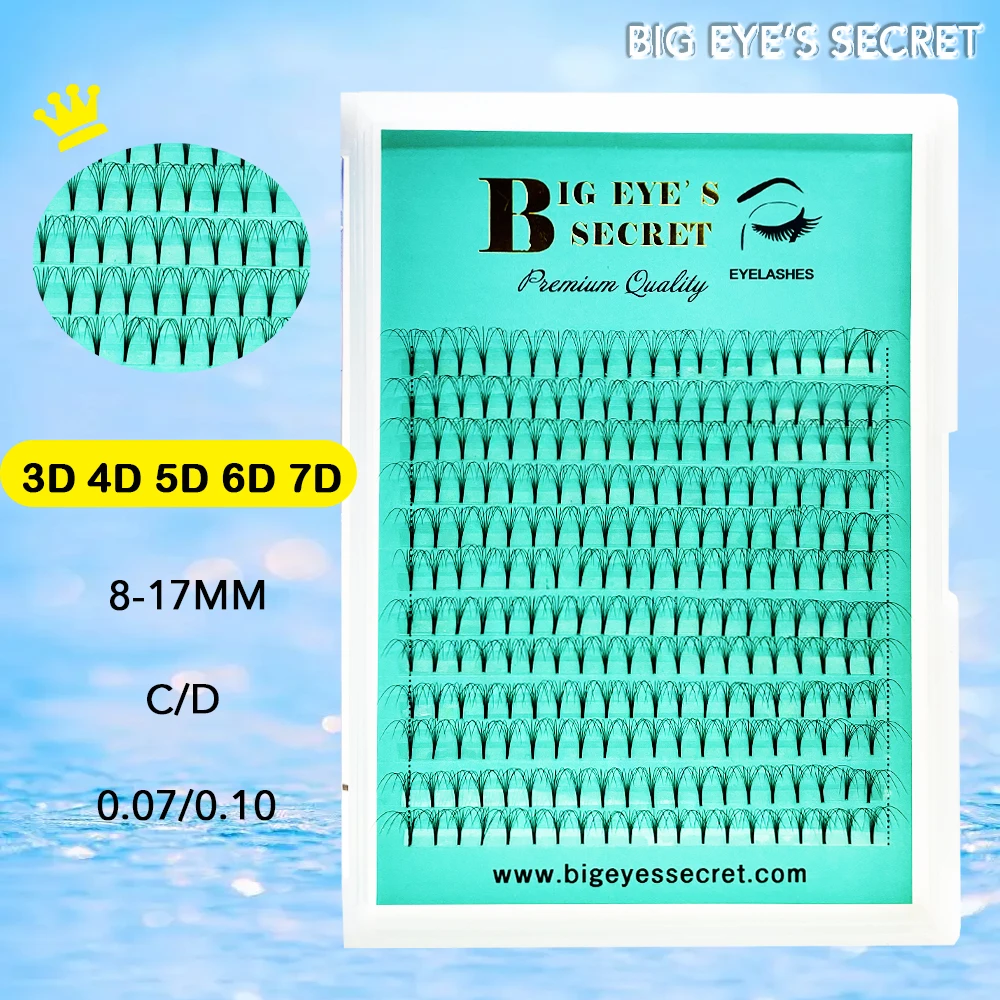 

Ресницы BIG EYE'S SECRET объём 3D/4D/5D/6D/7D, накладные ресницы с коротким стержнем, готовые веера, шелковые мягкие ресницы для наращивания, накладные Индивидуальные ресницы