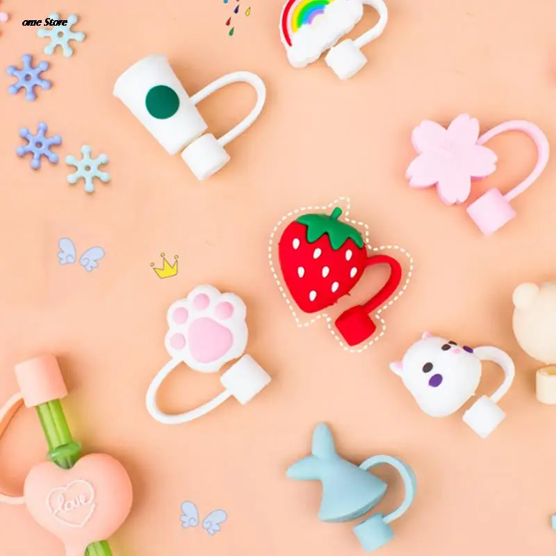 

Силиконовая Соломенная крышка с заглушками, многоразовая, герметичная, Пылезащитная, с рисунком, для соломинок 6-8 мм