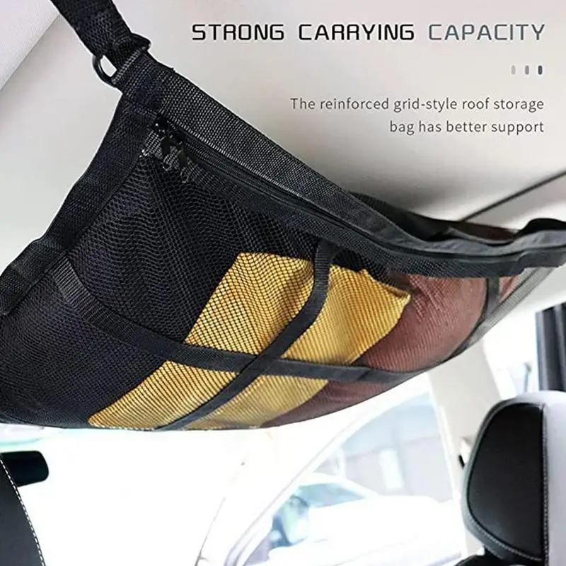 

Car Roof Top Ceiling Cargo Storage Net Elastic String Pocket Storage Black Organizer Network Mesh Color Bag Interior G8P3