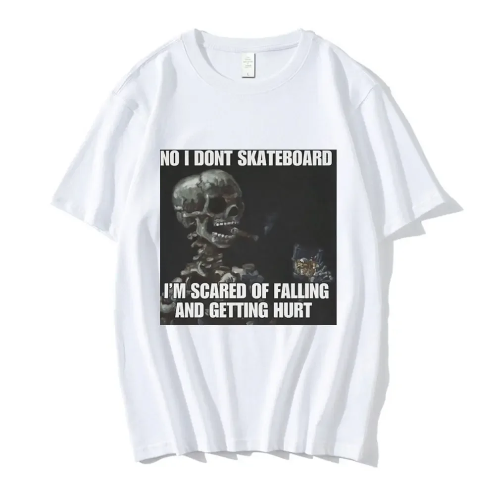 Нет я не скейтборд боюсь падения и пострадания скелет мем графическая футболка