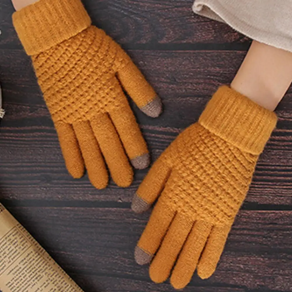 

Winter 1 Pair Knitted Gloves Touch Screen Breathable Gloves Women Men Non-slip Full Cover перчатки женские