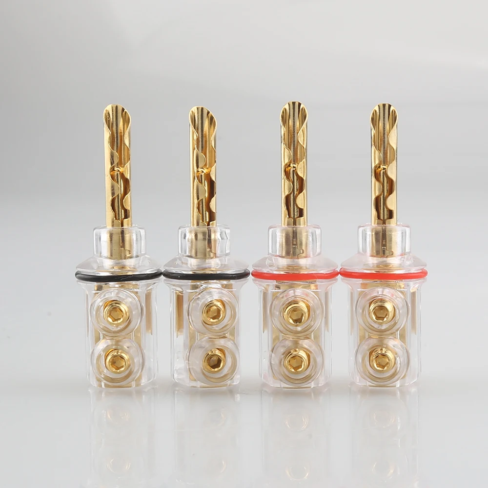 

4pcs Hifi audio Rhodium plated Gold plated BFA banana Transparent Cover Audio Banana Plug 1Set 4mm for speaker cable without Box