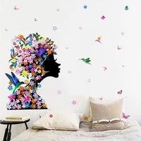 new flower butterfly magpie flower fairy girl wall stickers living room bedroom study decoration painting home creative decor