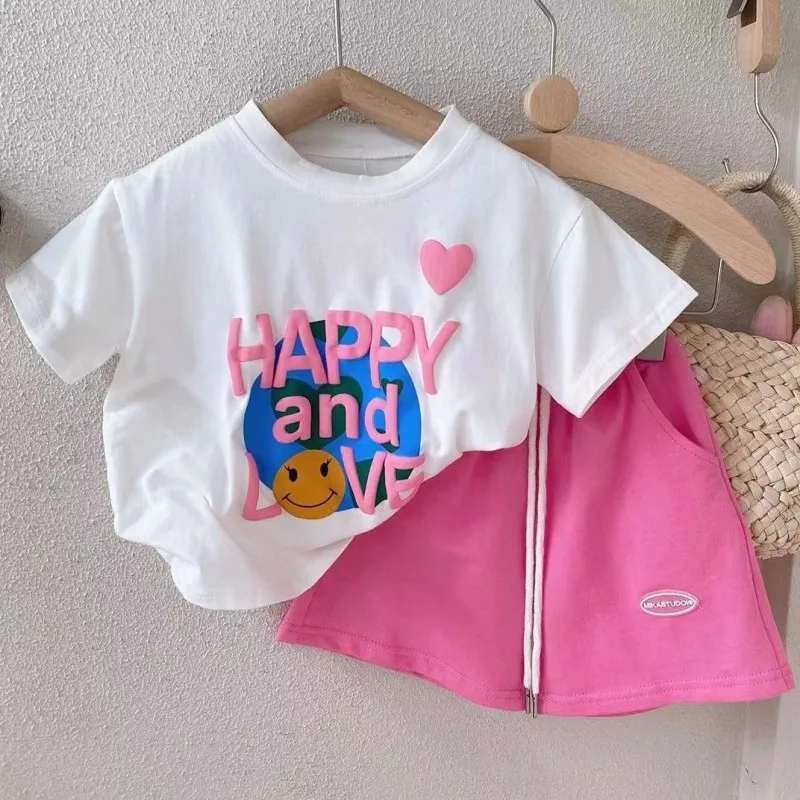 Спортивный костюм для девочек с коротким рукавом