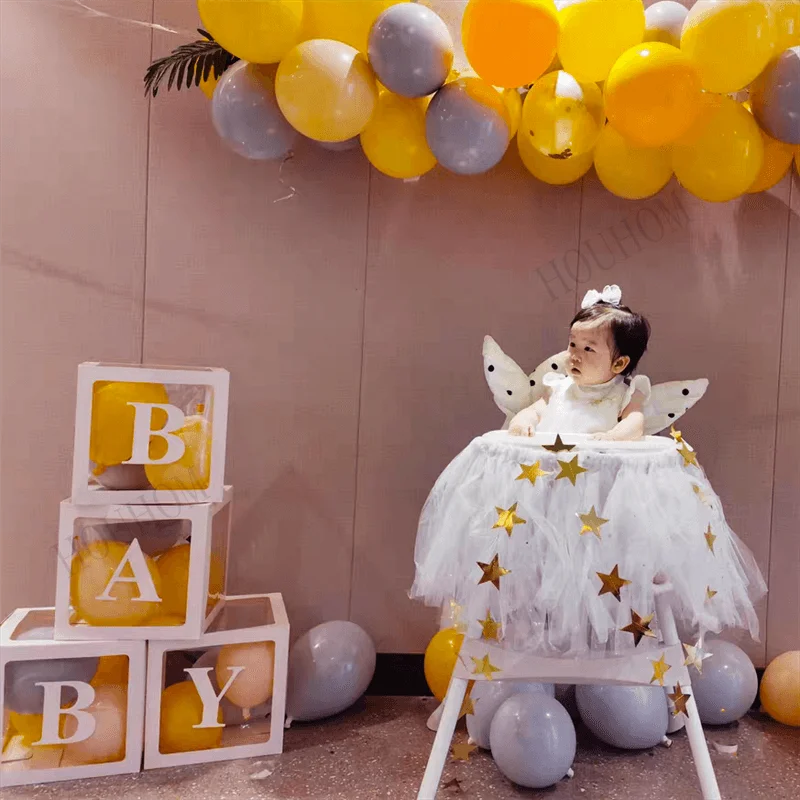

Transparent Box A-Z Letter Happy Birthday Balloons Boy Girl First 1st Birthday Party Decorations Kids Baby Shower Wedding Decor